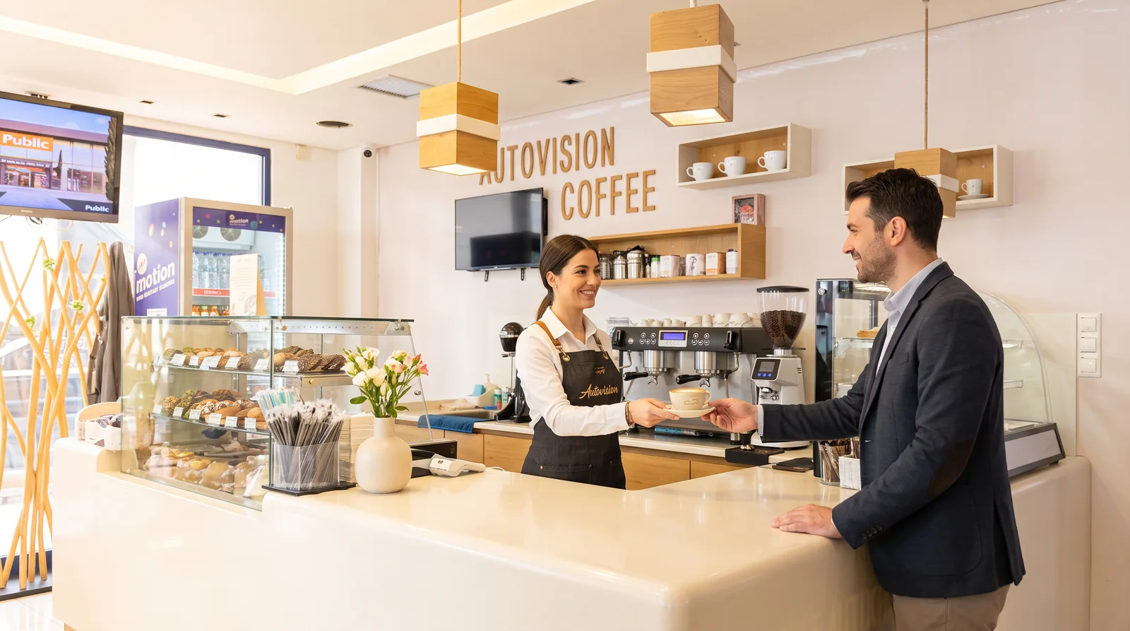 Το καφέ AUTOVISION Coffee στον χώρο αναμονής της ΚΤΕΟ Λ. Θηβών